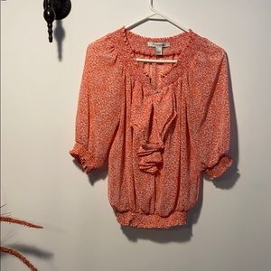 🍀3/$12🍀Forever 21 orange/white dress top, sm